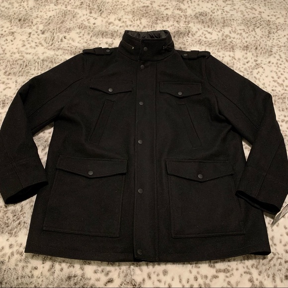 Guess Mens Military-Inspired Coat with Plaid Detail - Picture 7 of 12